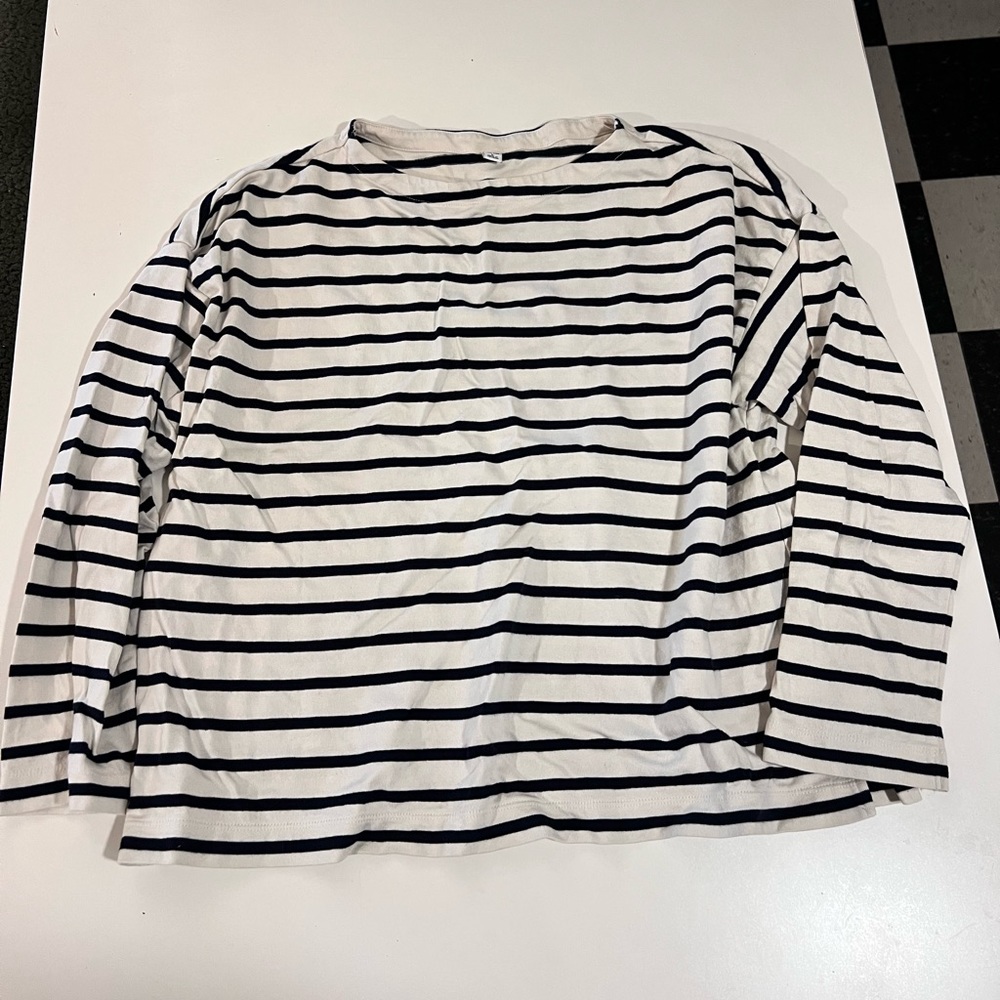 Uniqlo Japan Boxy Boat Neck Striped Top